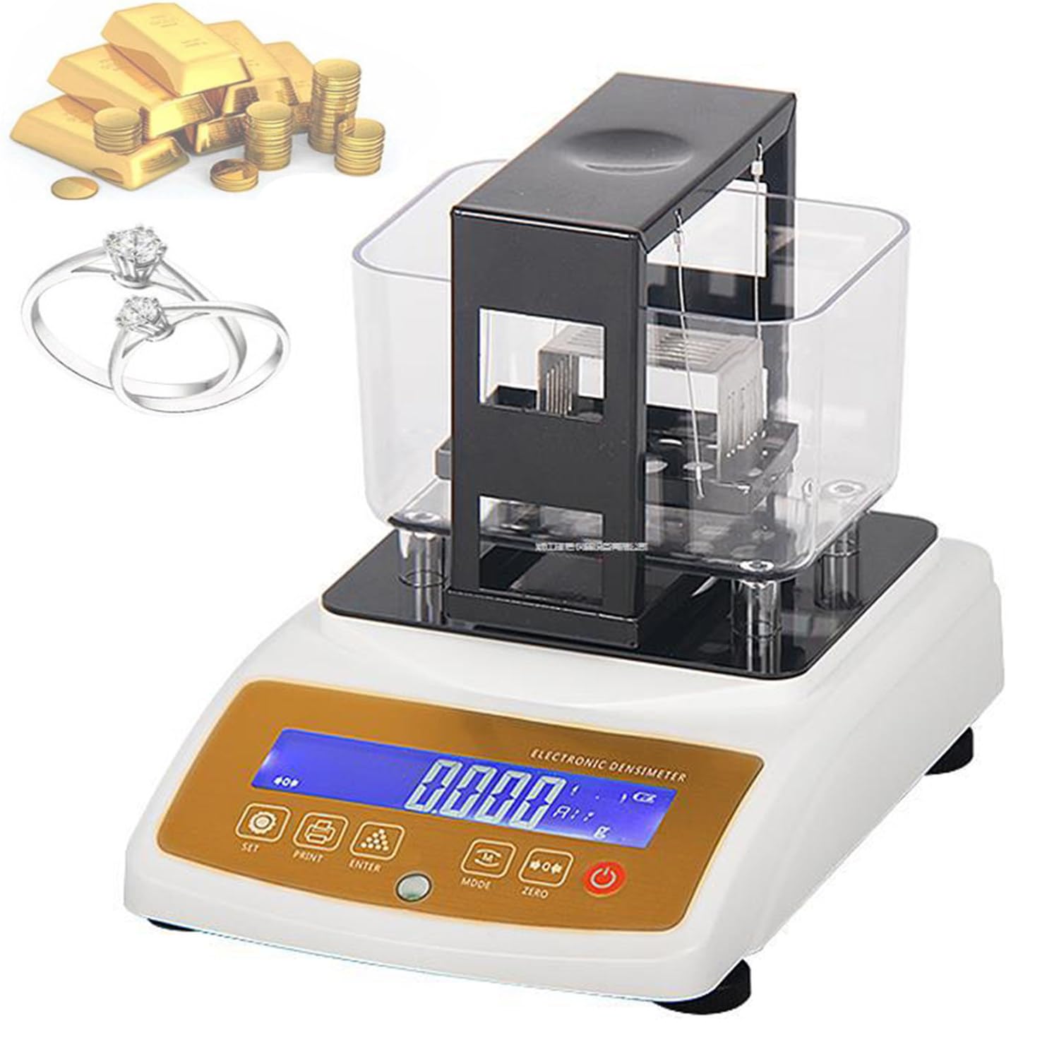 Tester di purezza dell'oro non distruttivo per metalli preziosi, analizzatore di densità con display LCD, kit include scala e filo, tester portatile per gioielli, controllo carati