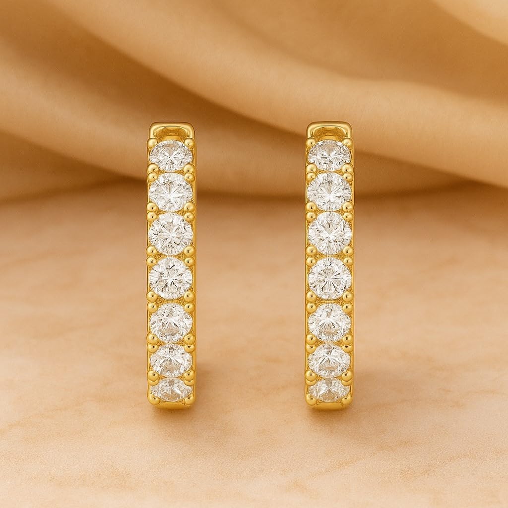 14K Gold Huggie Hoops for Women, Mini CZ Hoop Earrings in 12/14/16/20mm Sizes, Hypoallergenic Lightweight Jewelry Gift