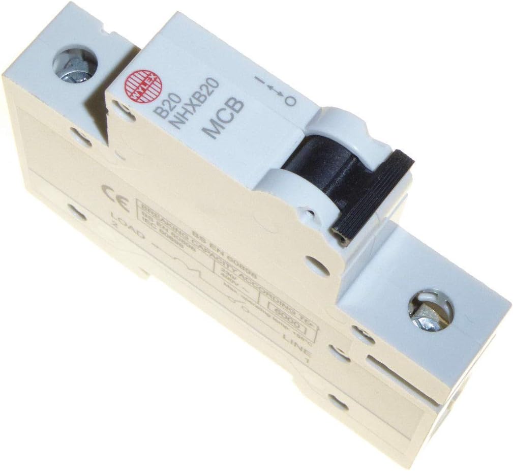 Wylex NHXB20 20 Amp Single Pole Type B 230V 6kA Circuit Breaker MCB (NSB20)