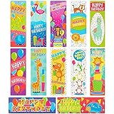 Sustainable Greetings 72-Pack Bulk Birthday Book Markers for Kids, Students, and Classroom - 12 Cute Bookmark Designs, One-Sided Heavyweight Cardstock, 7.2 x 2.4 Inches