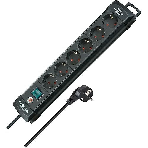 Brennenstuhl Power Extension 3 m 6 AC Outlet(s) Black Premium-Line, 1951160100 (Outlet(s) Black Premium-Line Extension Socket 6-wa,y Black, 3m)