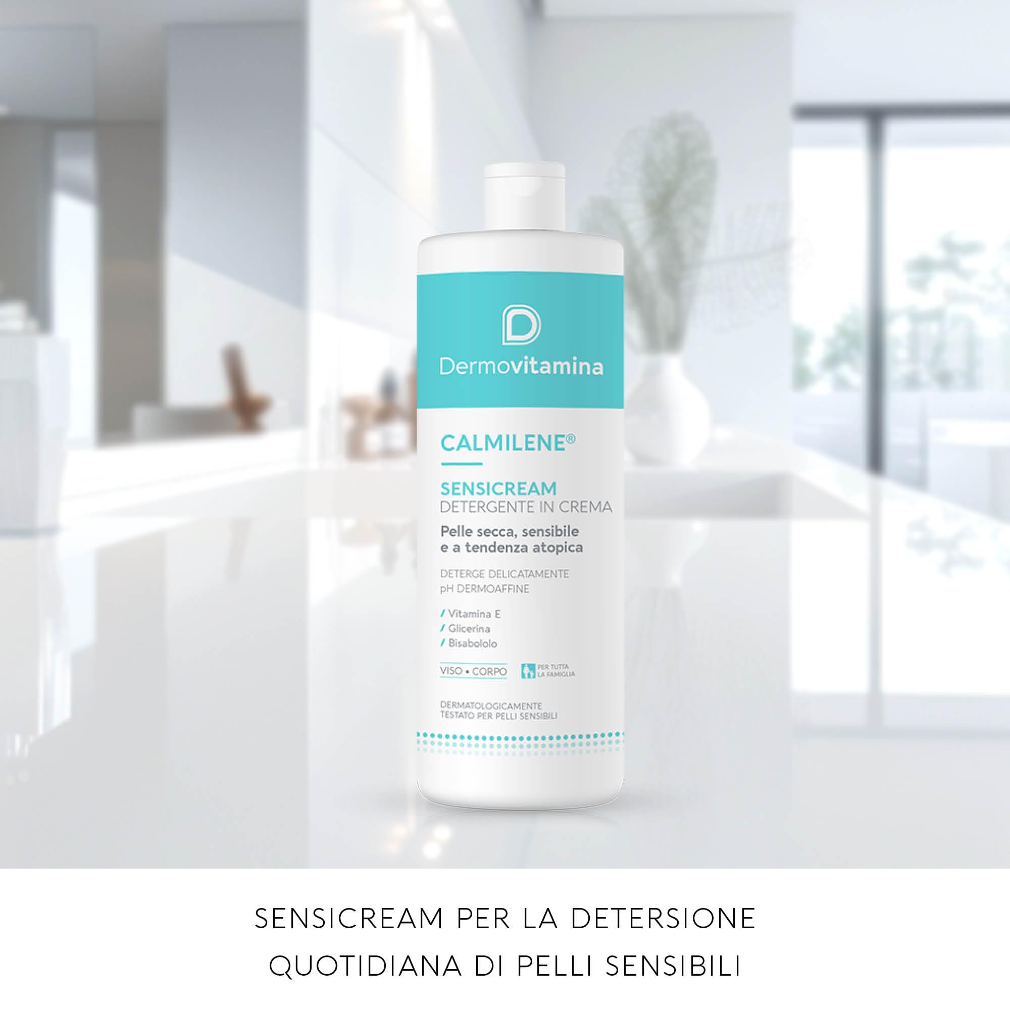 Dermovitamina Calmilene Sensicream Detergente 500 ml - Detergente Viso - Crema Idratante Viso e Corpo - Per pelle sensibili e dermatiti - Con Vitamina E e Calmilene - Senza Sapone