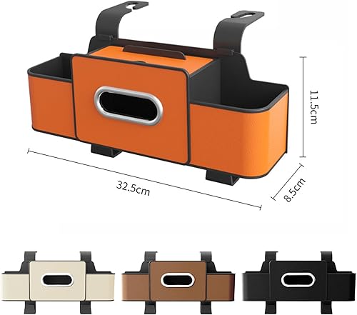 Miniatura 2 de Organizador de asiento trasero de automóvil con soporte para tazas, caja de pañuelos y gancho de almacenamiento, organizador multifuncional para