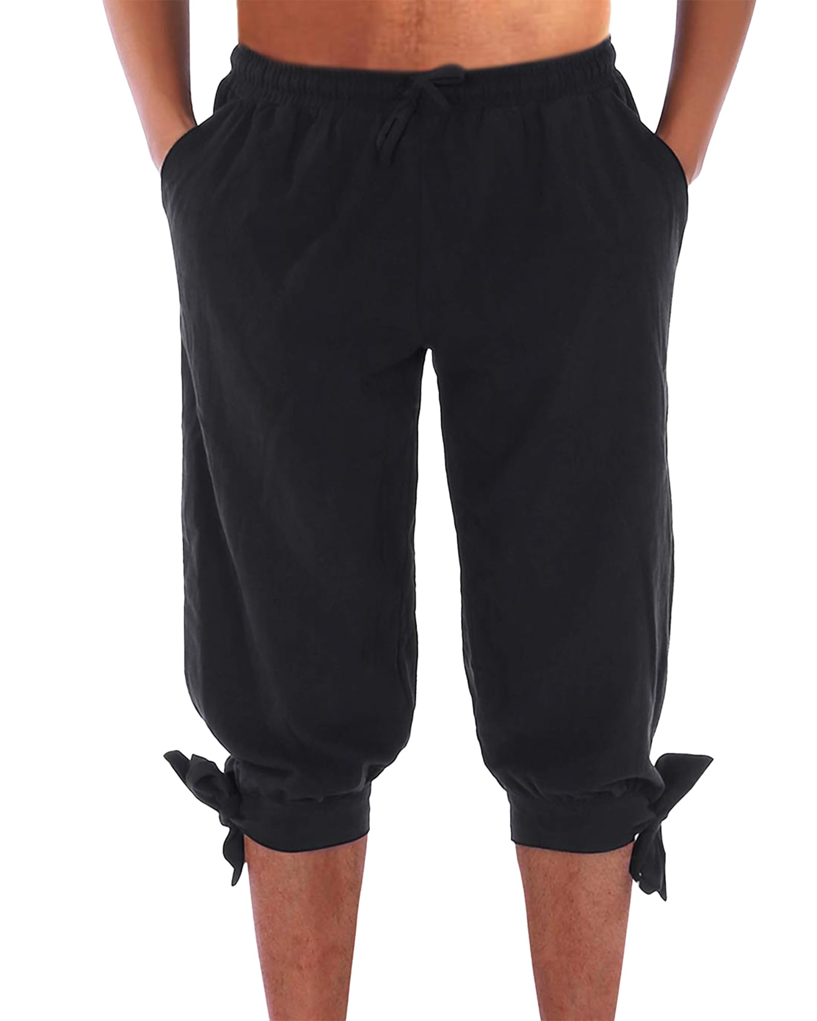 LVCBL Korte broek voor heren, met veters, zomerbroek, Viking-piraat