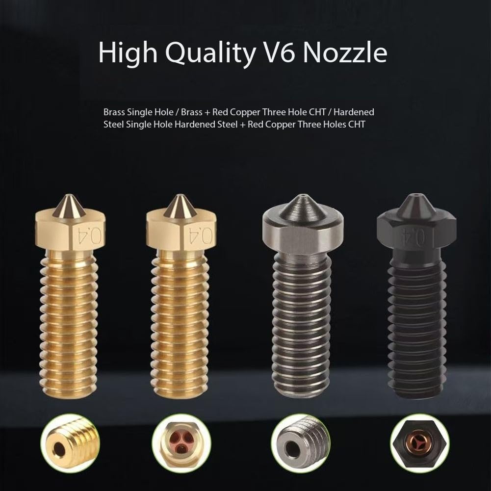 10/20 Stück 3D-Messing-Vulkandüse, Düse aus gehärtetem Stahl, M6-Gewindedüse 0,2–1,2 mm, M6-Druckkopf für 1,75 mm Filament, 3D-Druckerteile, Vulkan-Heizblock, J-Kopf, Hot-End-Extruder