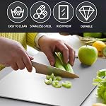 Katori Titanium Cutting Board, Stainless Steel Cutting Board, Titanium Cutting Boards for Kitchen,Double Sided Chopping Board for Cutting Meat Vegetable Fruit(Silver, 15.4 x 11in)
