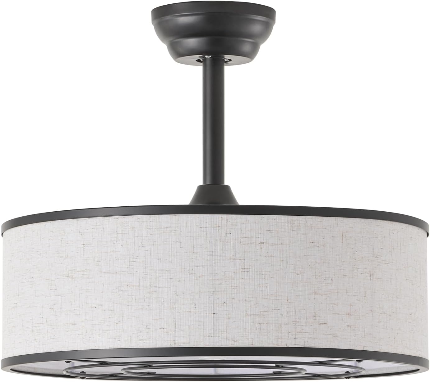 20" Black Caged Boho Fandelier Ceiling Fan with Light & Remote Control - Bladeless Chandelier Fan, 6 Speed Quiet Reversible Motor for Bedroom, Nursery, Living Room