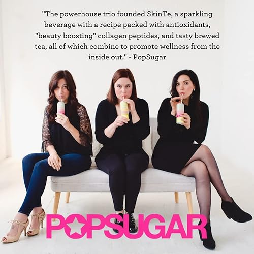 Skinte Collagen Sparkling Tea - Hibiscus Vanilla - 3000Mg Collagen Peptides & Rich In Super Herbs & Antioxidants - Benefits Hair, Skin, And Nails - Zero Added Sugar & Non Gmo - 12 Oz Pack Of 6 #TOP6