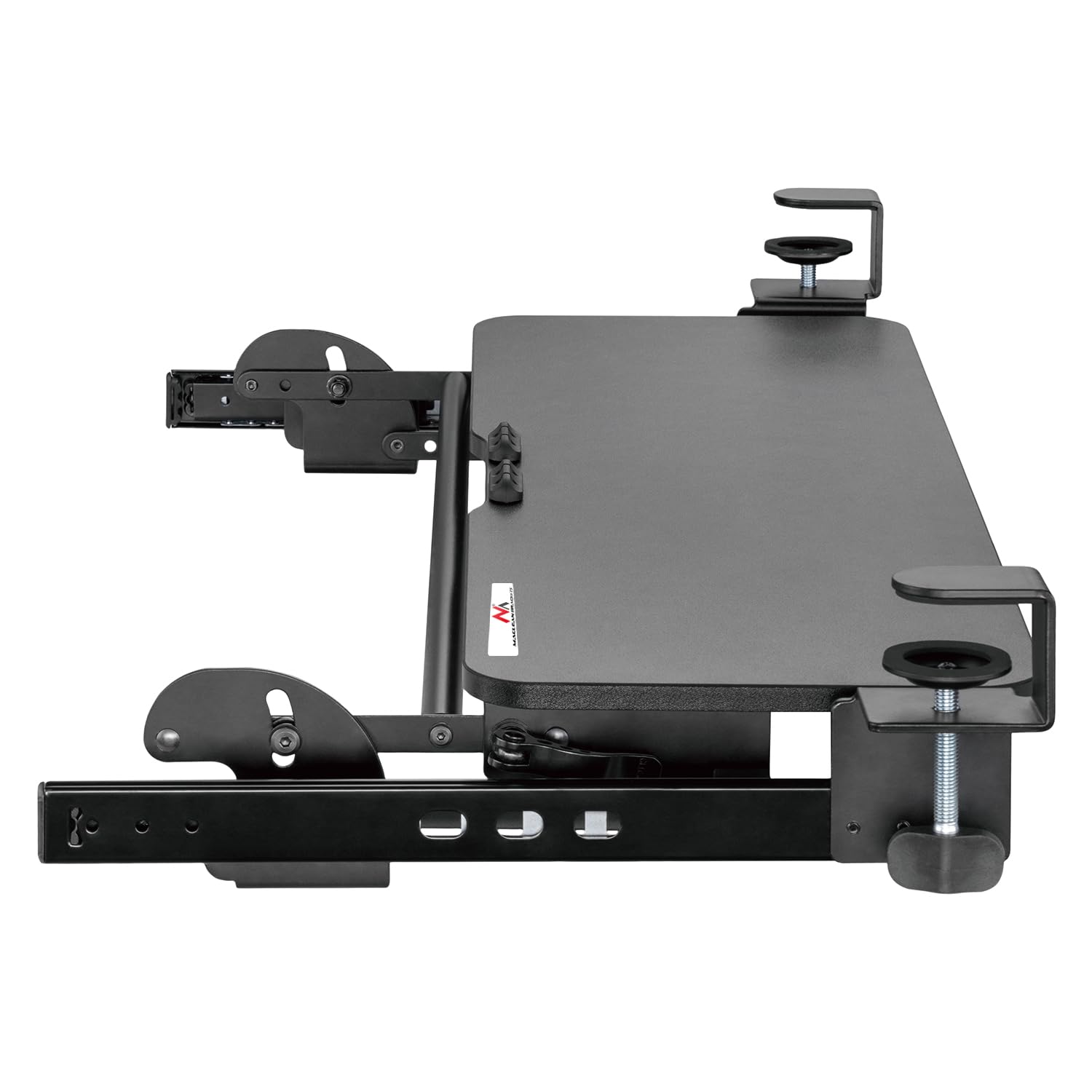 Maclean MC-462 Verstellbare Tastaturschublade 67x24cm für Untertisch-Montage mit C-Klemmhalterung Computer-Tastaturständer Maximale Belastung: 5 kg, Höhenverstellung