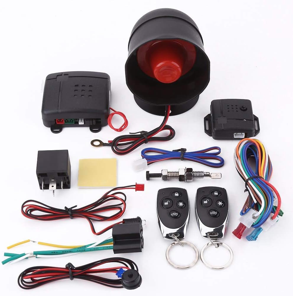 Sistema de alarma universal para coche, entrada sin llave, Bluetooth, 2 mandos a distancia, sensor de vibración, altavoz 120 dB