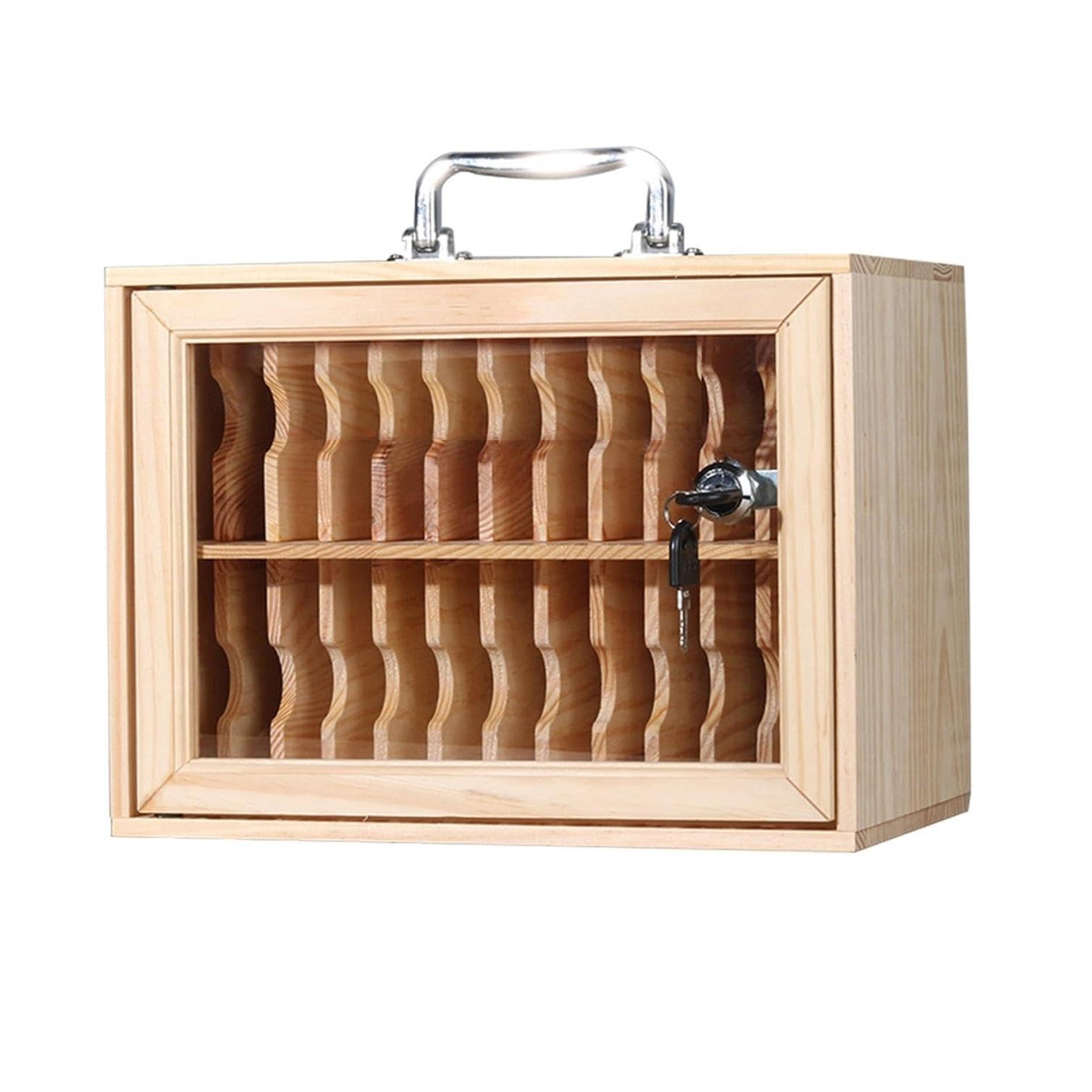 LockabPersonal LockabPersonal Locker Aufbewahrungsbox aus Holz mit 36 Fächern, transparenter Schreibtisch für Handys, Zubehör und kleine Gegenstände