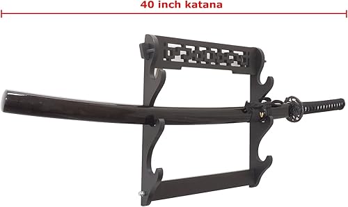 Miniatura 5 de Eforlife Soporte de pared para espada samurái japonesa, soporte de exhibición para Katana japonesa Wakizashi Tanto 3 capas