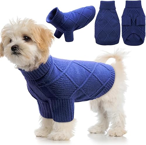 EMUST Suéter para perros, suéter de punto de Navidad para perro con cuello alto, suéter elástico para perro mediano para bulldog francés, perros