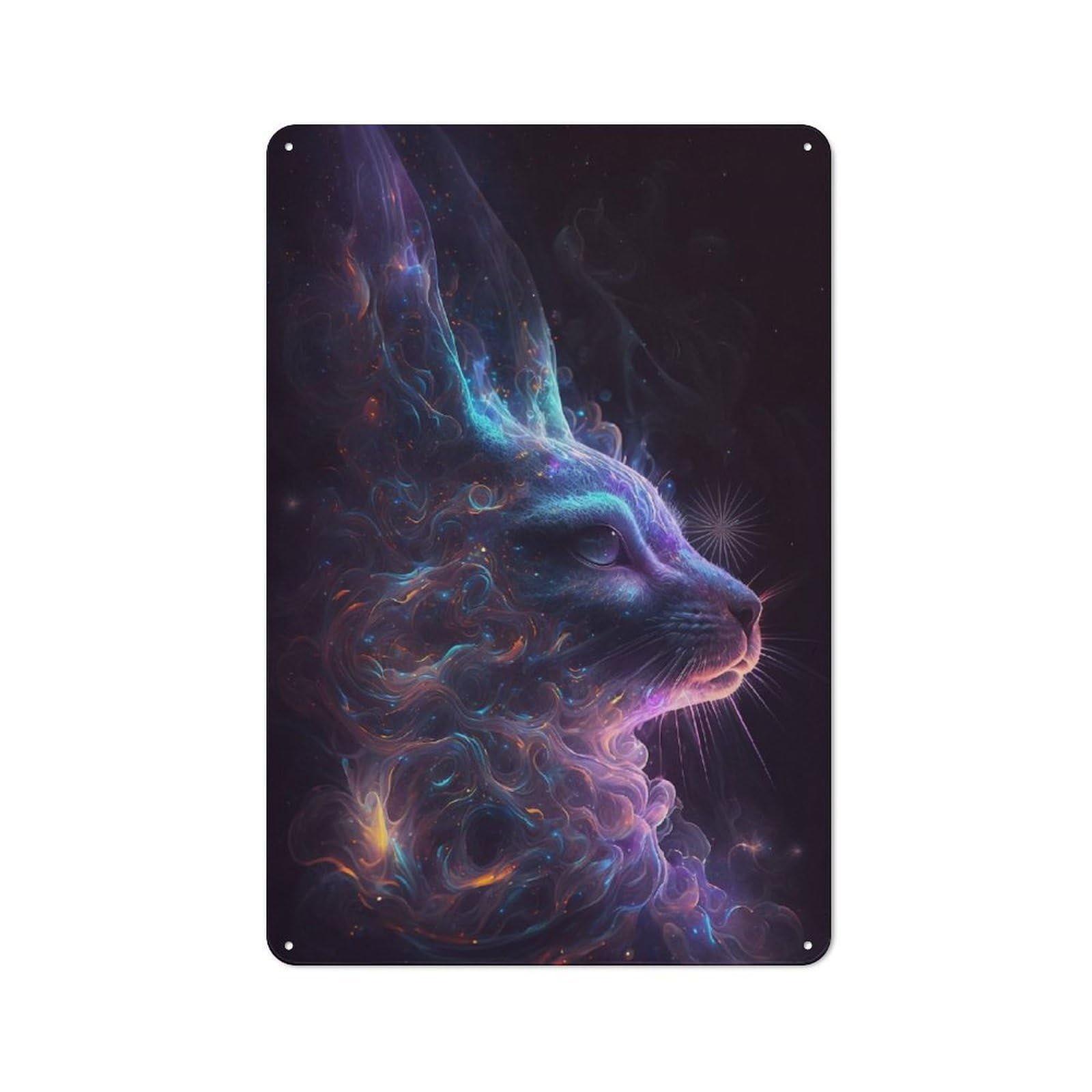 Junmoney Style-10 Tin Wall Plaque 30X20cm With Galaxy Rabbit Animal For Garage Wall, Suited To People Furnishing A Garage
