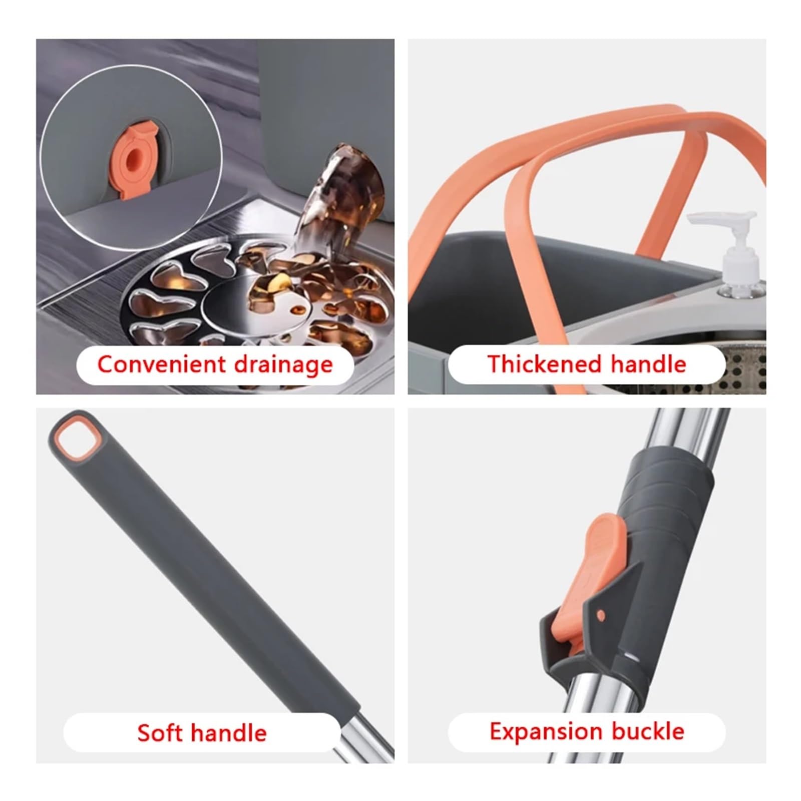 Juego de trapeador giratorio de doble cubo independiente for uso en seco y húmedo. Nuevo con trapeador doméstico de cubo. Trapeador giratorio de 360 ​​grados for limpieza del hogar.(Mop Set - 3 Cloth)