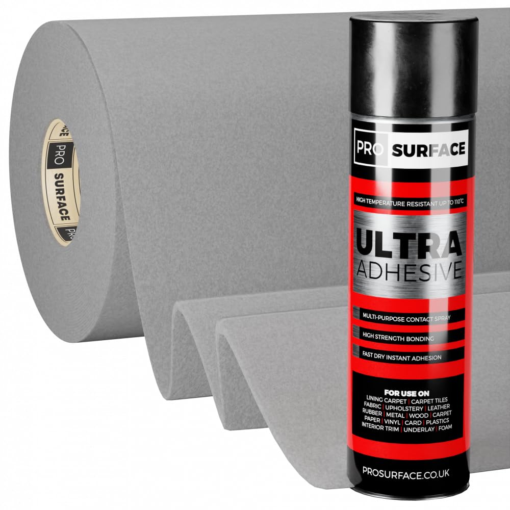 Pro Surface Smoke Van Lining Carpet 4 Way Stretch Camper Conversion Trim - 0.5 Metre X 2 Metre Includes Glue