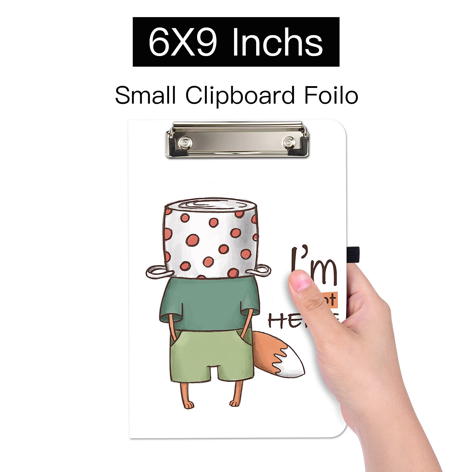 Hongri Mini-Klemmbrett mit nachfüllbarem liniertem Notizblock und Innentasche für Studenten, Klassenzimmer, Büro, Frauen, Mann, Standard A5 Größe 15.2x22.9 cm, Not Here