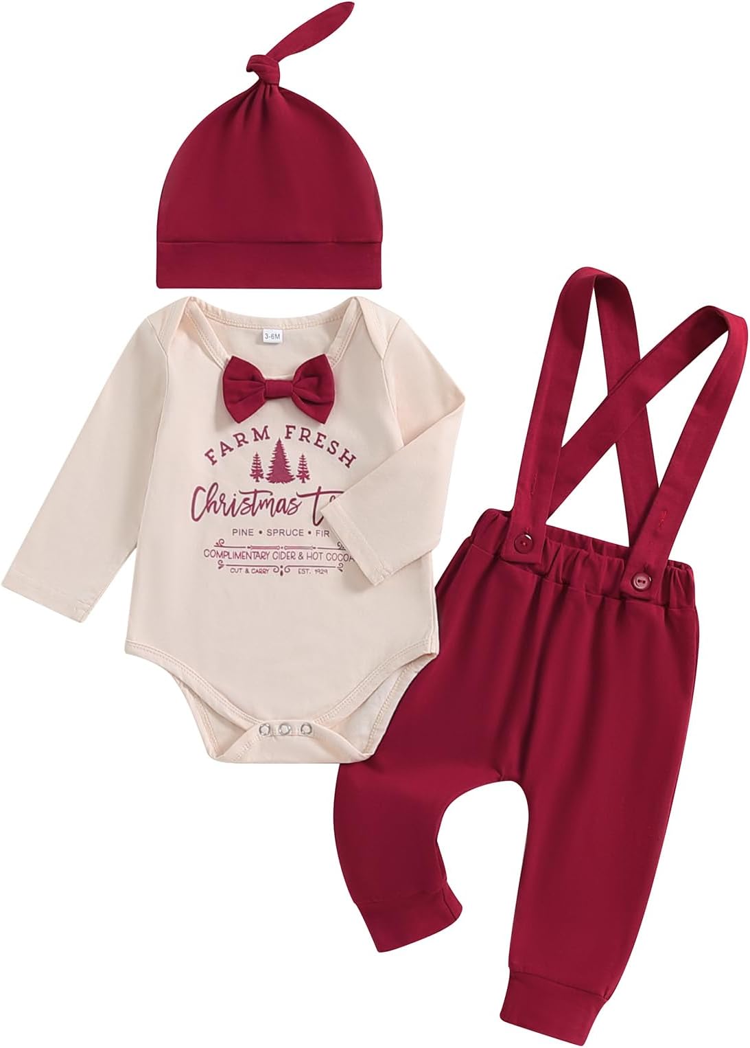 BonangberNewborn Baby Boy Thanksgiving Christmas Outfit Long Sleeve Romper Suspender Pants Fall Winter Clothes