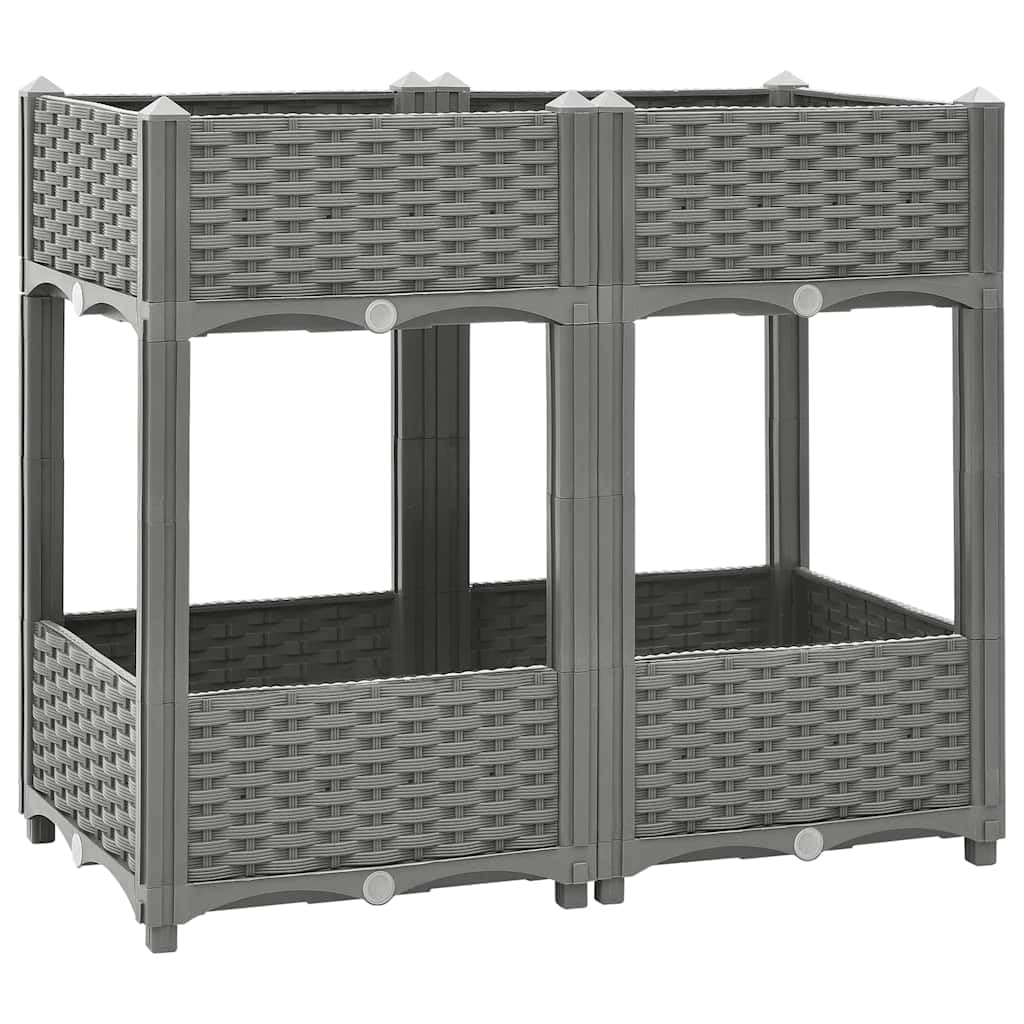 Jardinera de polipropileno resistente a las heladas de 80 x 40 x 71 cm, con drenaje, jardinera de almacenamiento de agua para jardín, balcón, terraza, interior, uso al aire libre