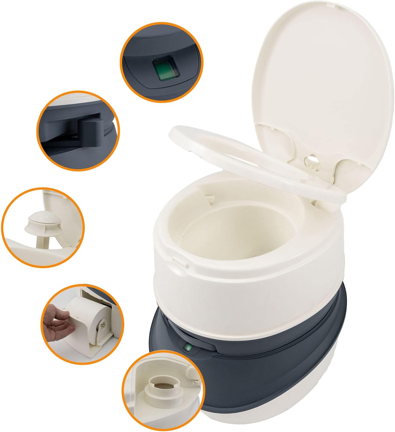 RecPro Newavo Evo Portable Camping Toilet | for RV and Camper | Convenient Floor Mount | 5.3Gal Capacity
