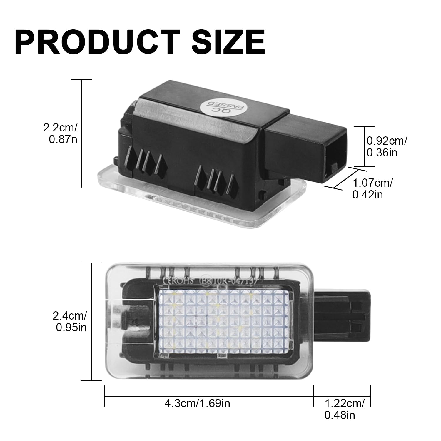 WinPower LED Samochód Światło na nogi Żarówka pod drzwiami Lampa bagażowa 6000K biały oświetlenie schowku na rękawiczki Kompatybilny z Volvo V40/V40CC V60 S60/80 XC40/60/90 itp., 2 sztuki