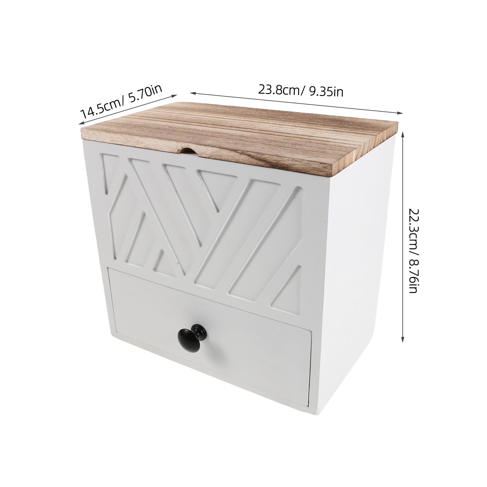Damenhygiene Aufbewahrungsbox mit Schublade, Doppellagig | Weiß, für Badezimmer und Waschtisch, Elegante Holzmaserung, Minimalistisches Design, Praktische Entnahme