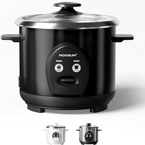 Arrocera de 3 Tazas para Arroz Crudo Pequeña, Olla Interior de Acero Inoxidable No Tóxica, Multifunción de Un Toque para Arroz/Salteado/Yogur, Apta