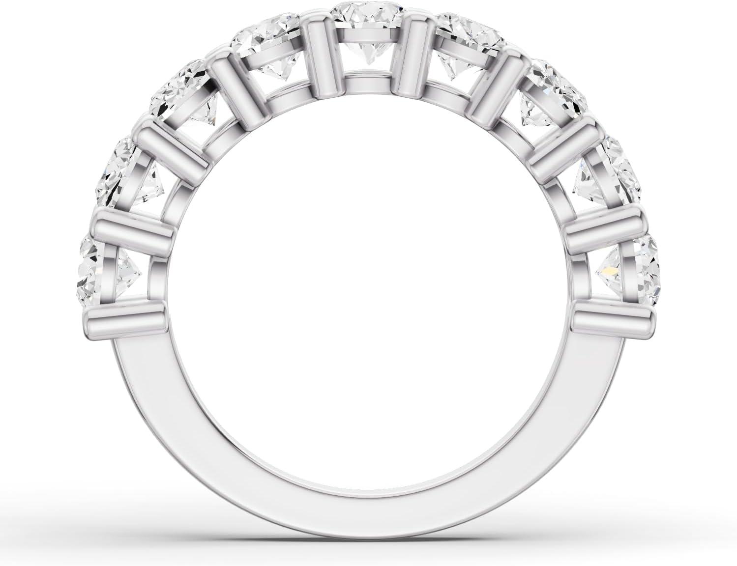 Diamond2Deal 1/2 Carat to 3 Carat Round Shape Lab Grown Diamond Nine Stone Wedding Band Ring | 14k White or Yellow Gold Share Prong Settings 9 Stone Band Ring | D-E Color and VS Clarity