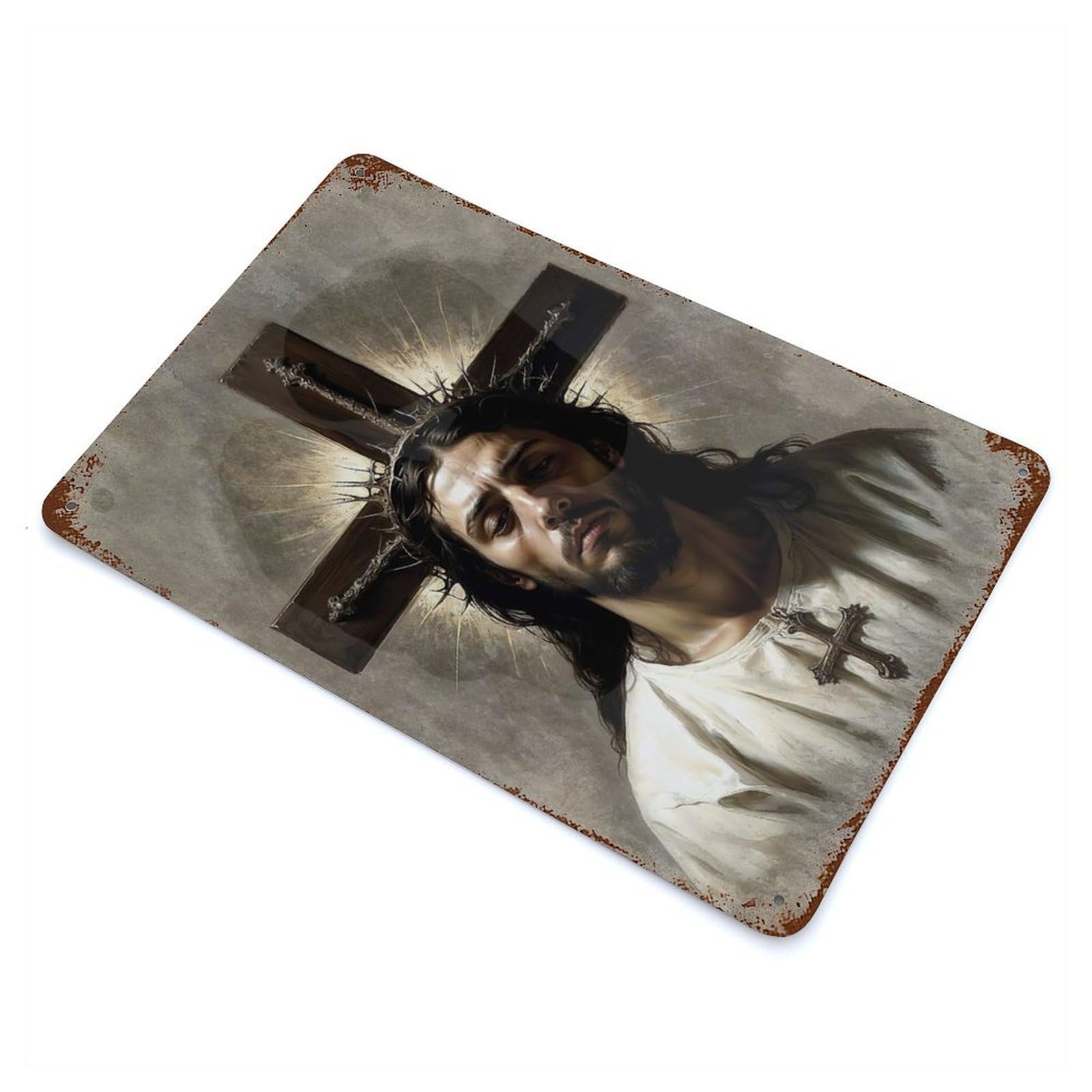 Jesus Christ Decorative Tin Sign 11.8"x7.9", Ideal for Cafe, Home Bar And Lounge Decor