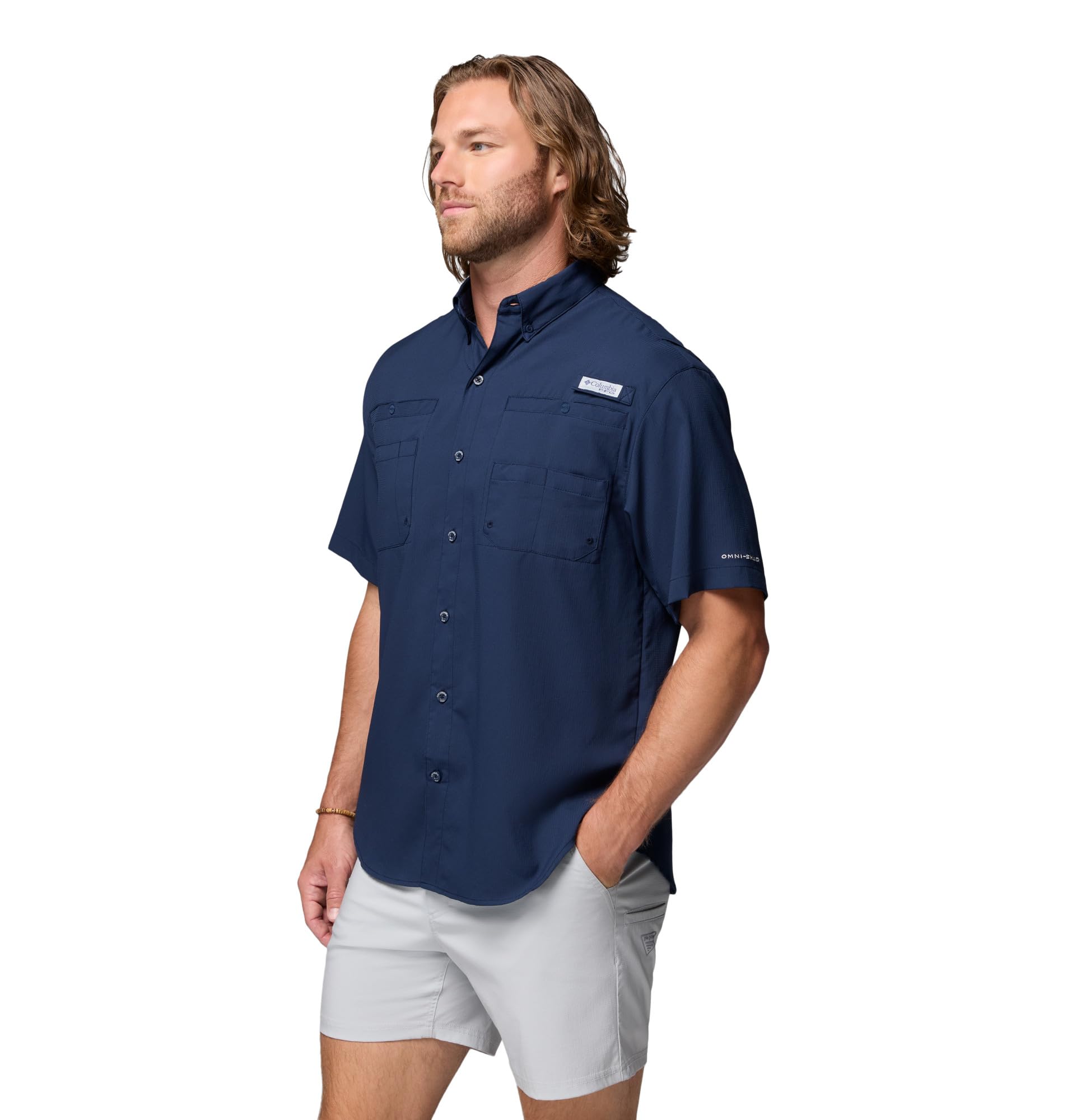 Columbia Tamiami II da uomo a maniche corte (altezza), Uomo, 1287055, Collegiate Navy, 2X/Tall