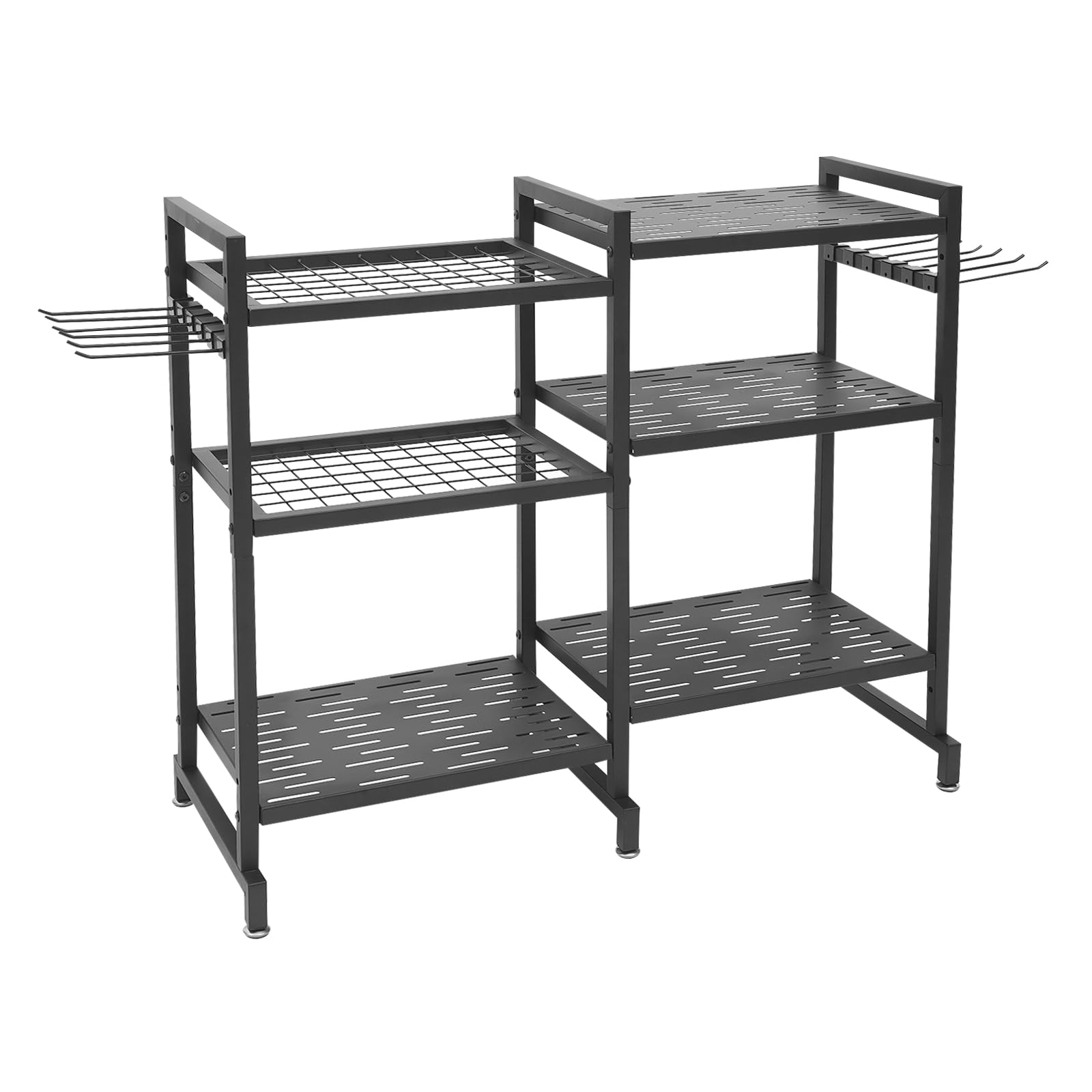 Organizador de herramientas de jardín de metal, estantería multiusos con gancho de almacenamiento, soporte estable para herramientas de jardín, para palas, rastrillos y accesorios, para garaje