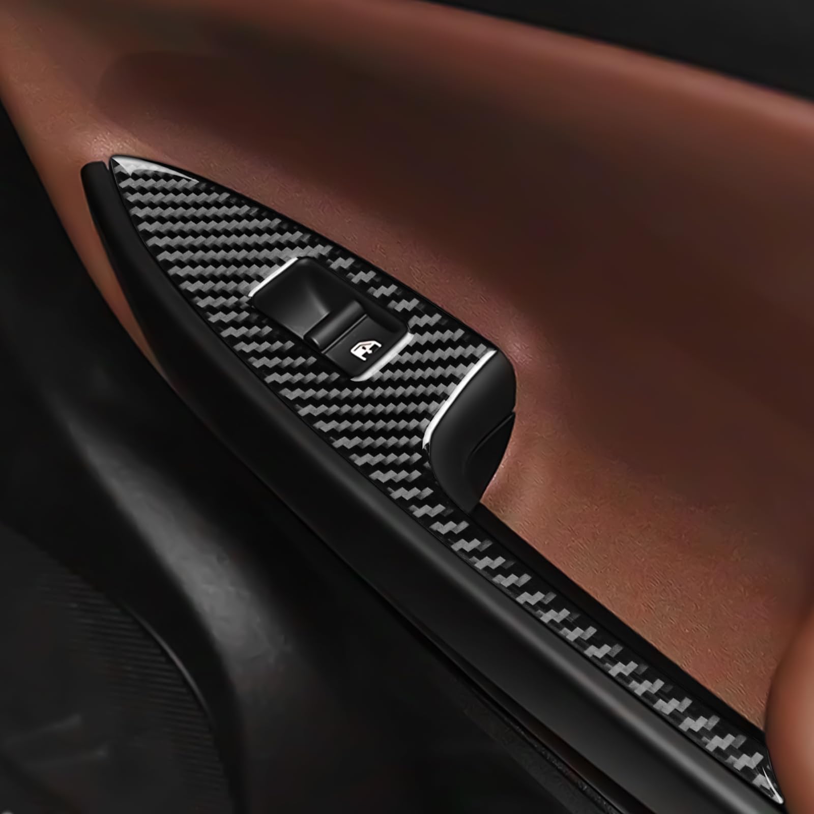 KUNGKIC Per Alfa Romeo Giulietta 940 2010-2021 Pannello di controllo auto in fibra di carbonio vetro finestra interruttore di sollevamento console adesivo decorativo accessorio interno (nero)