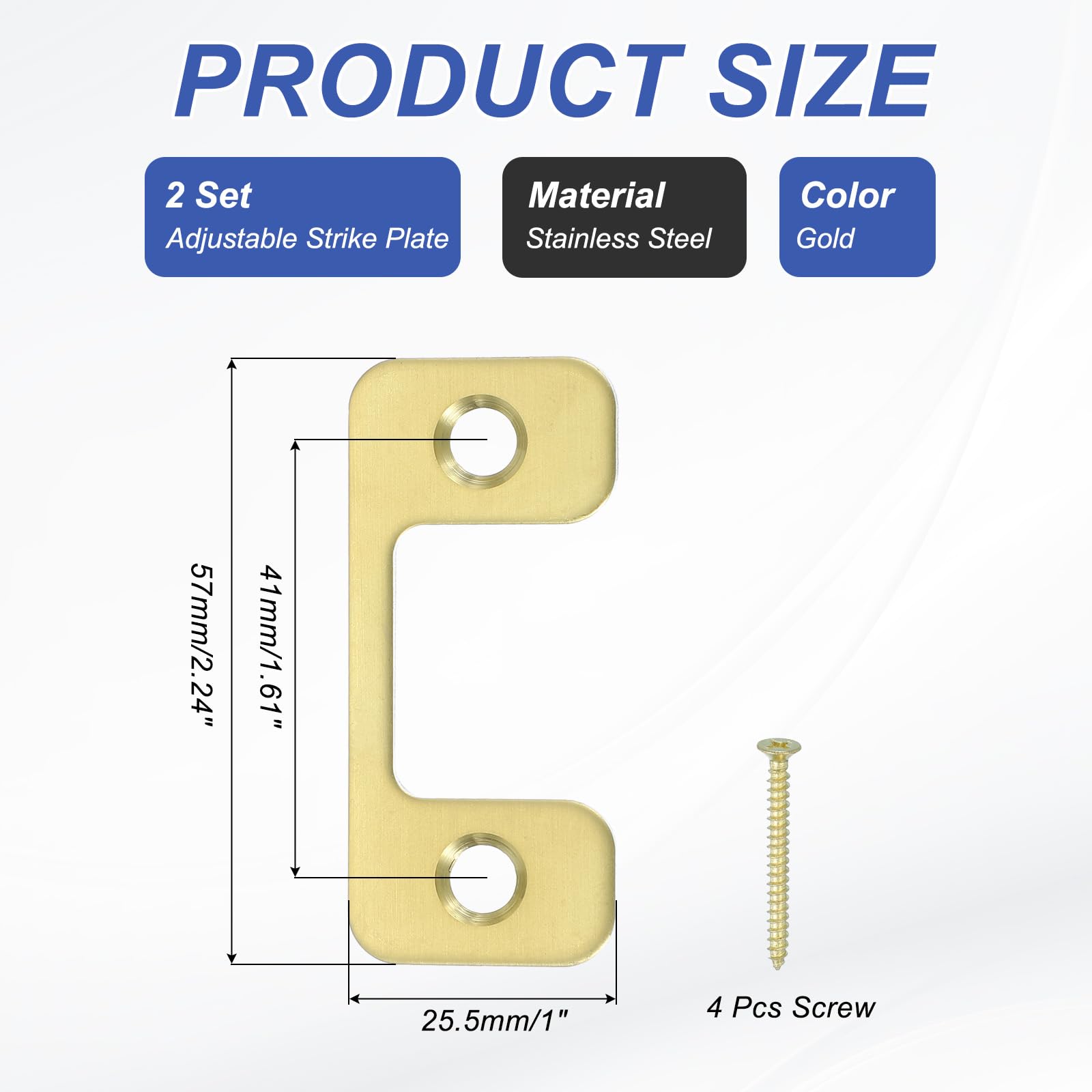 PATIKIL 1" x 2.24" Deadbolt Strike Plate - Image 2