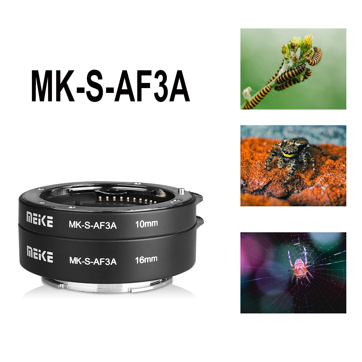 Meike MK-S-AF3A Anello adattatore per tubo di prolunga macro con messa a fuoco automatica in metallo (10 mm+16 mm) per Sony Mirrorless E-Mount A5000 A5100 A6000 A6300 A6500 A6400 A6600 A6100 A6600 A9