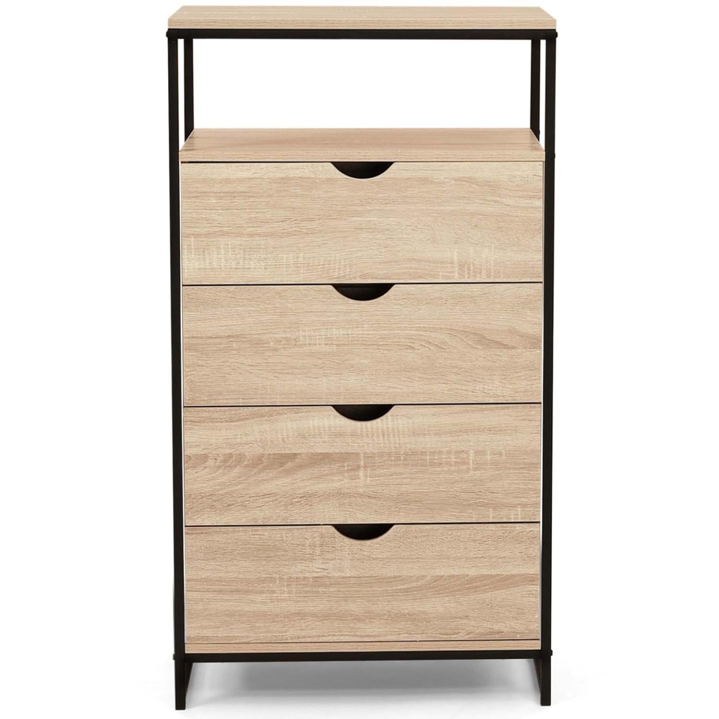 IDMarket - Chiffonnier 4 tiroirs Detroit 60 cm Commode Design Industriel avec étagère