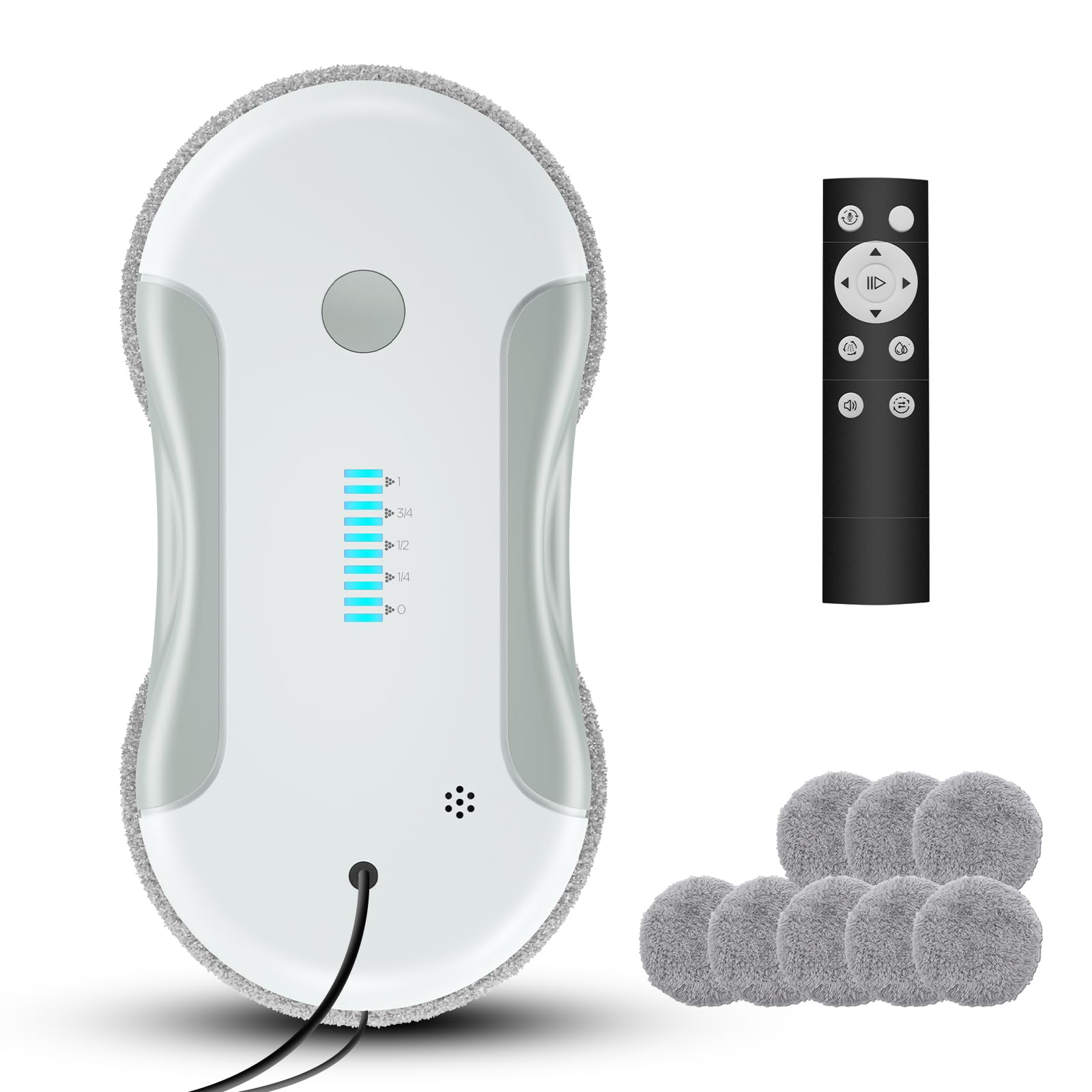 Fensterputzroboter Elektrisch, 5500-5800Pa Fensterroboter mit 2-Fach Sprühsystem, 80ML Tank, Intelligente Pfadplanung, Mehrfachschutz, für Innen- und Außenfenster