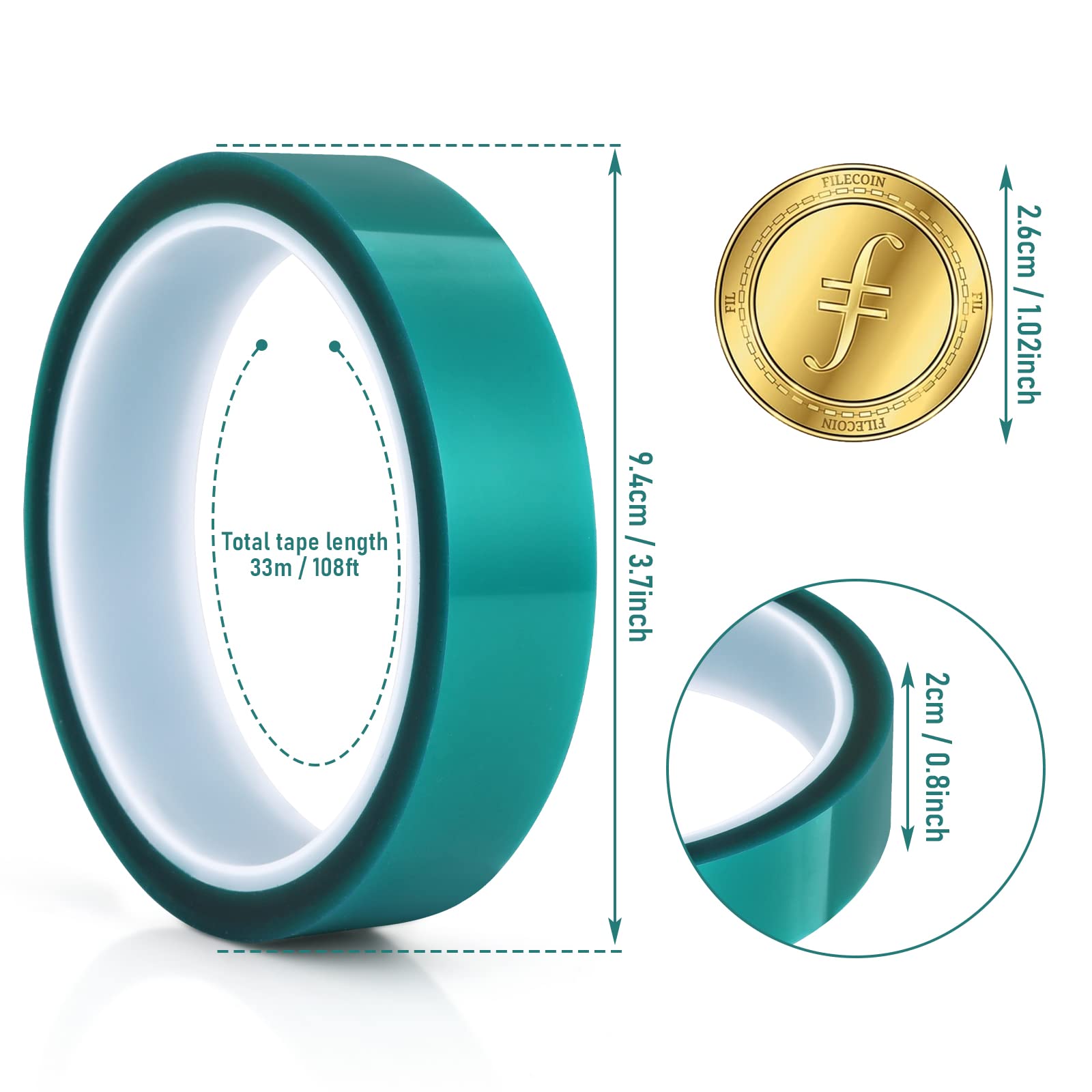 Olyee 4 Rolls Heat Tape Sublimation,heat Proof Tape 10mm X 33m/108ft Clear Htv | UK