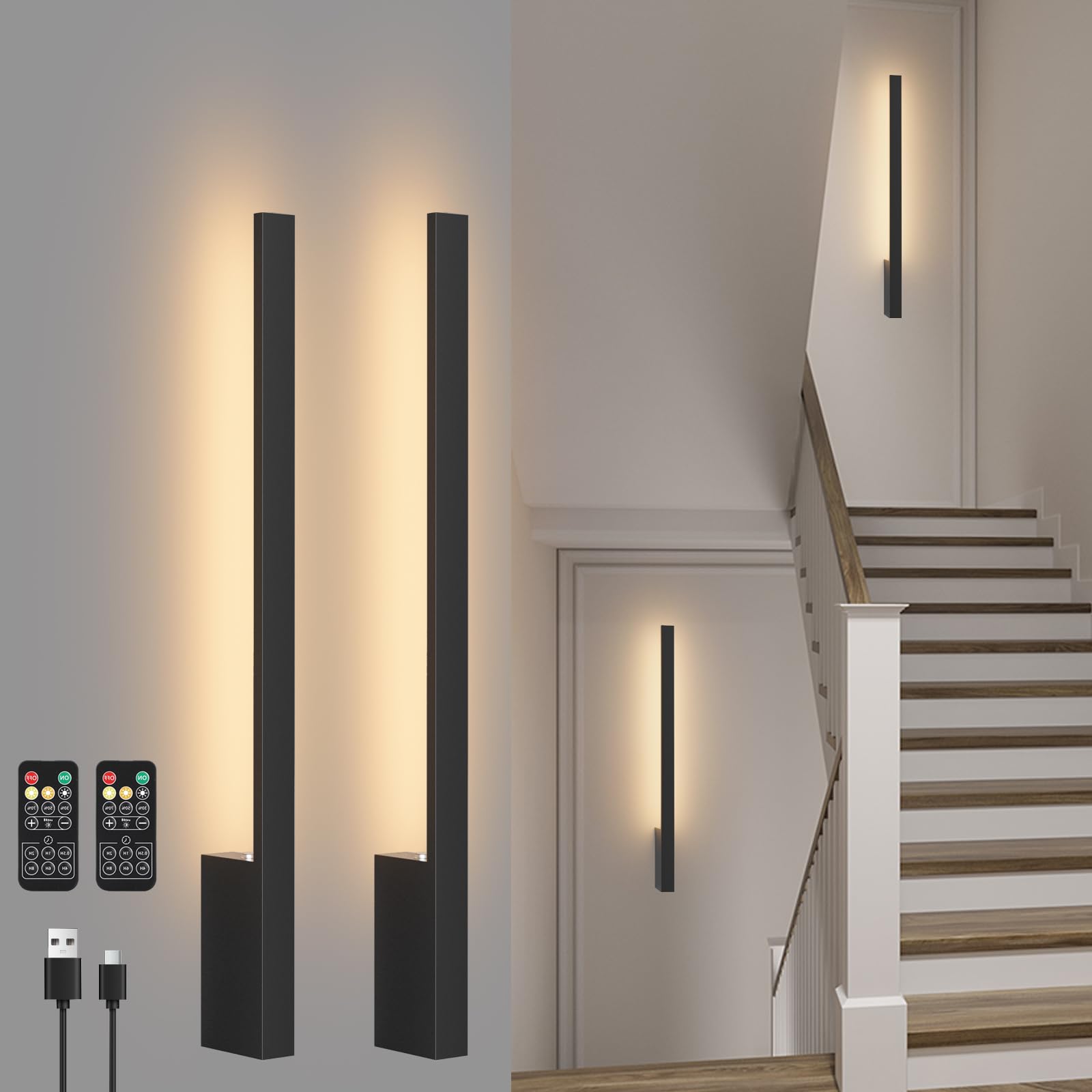 Klighten Akku Wandleuchte für Wohnzimmer Schwarz Schwarz