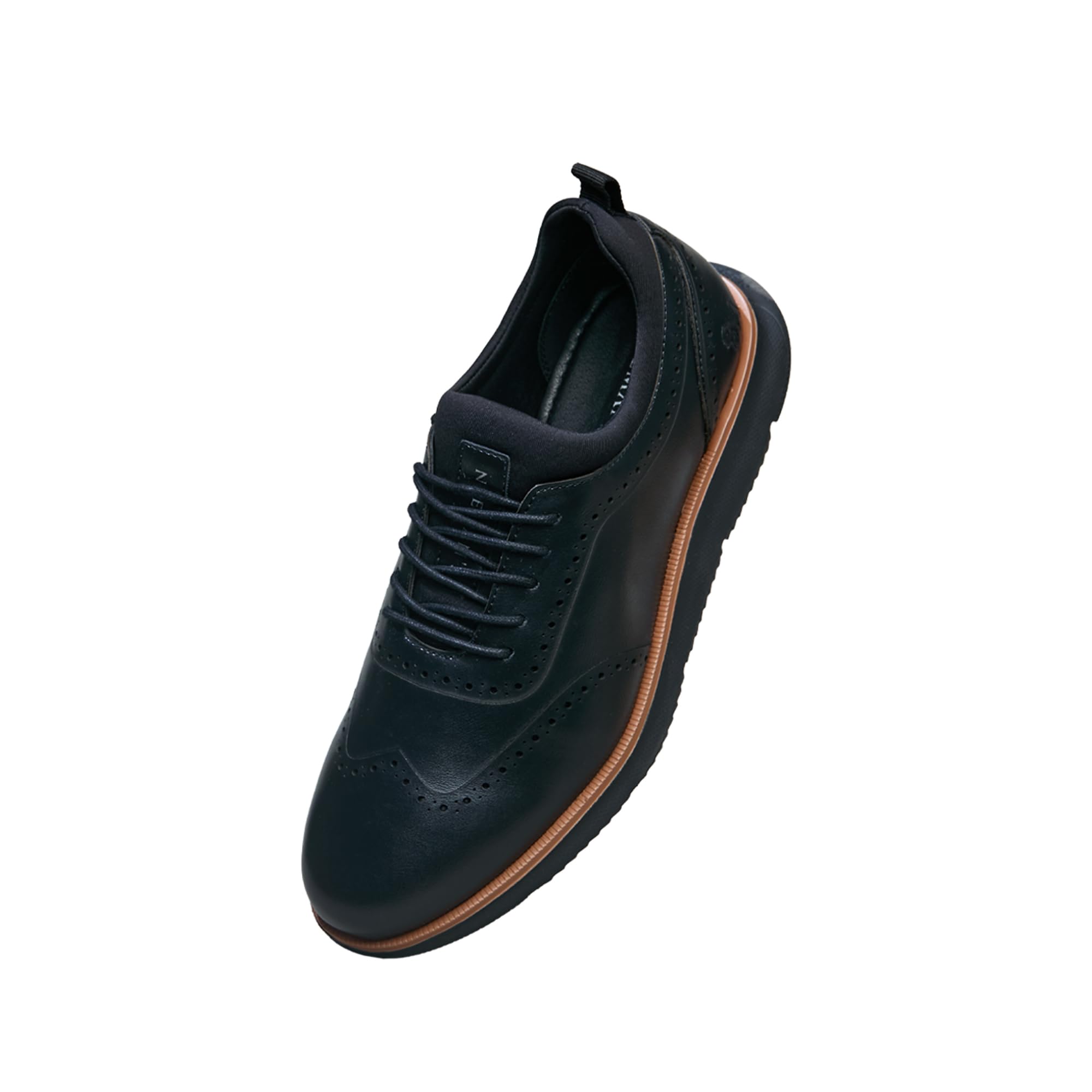 Crossover Brogues for Men | PU Leather & Mesh Upper, Cushioned EVA Sole | Lightweight Semi-Formal Lace-Up Oxfords for Office, Travel & Casual Comfort