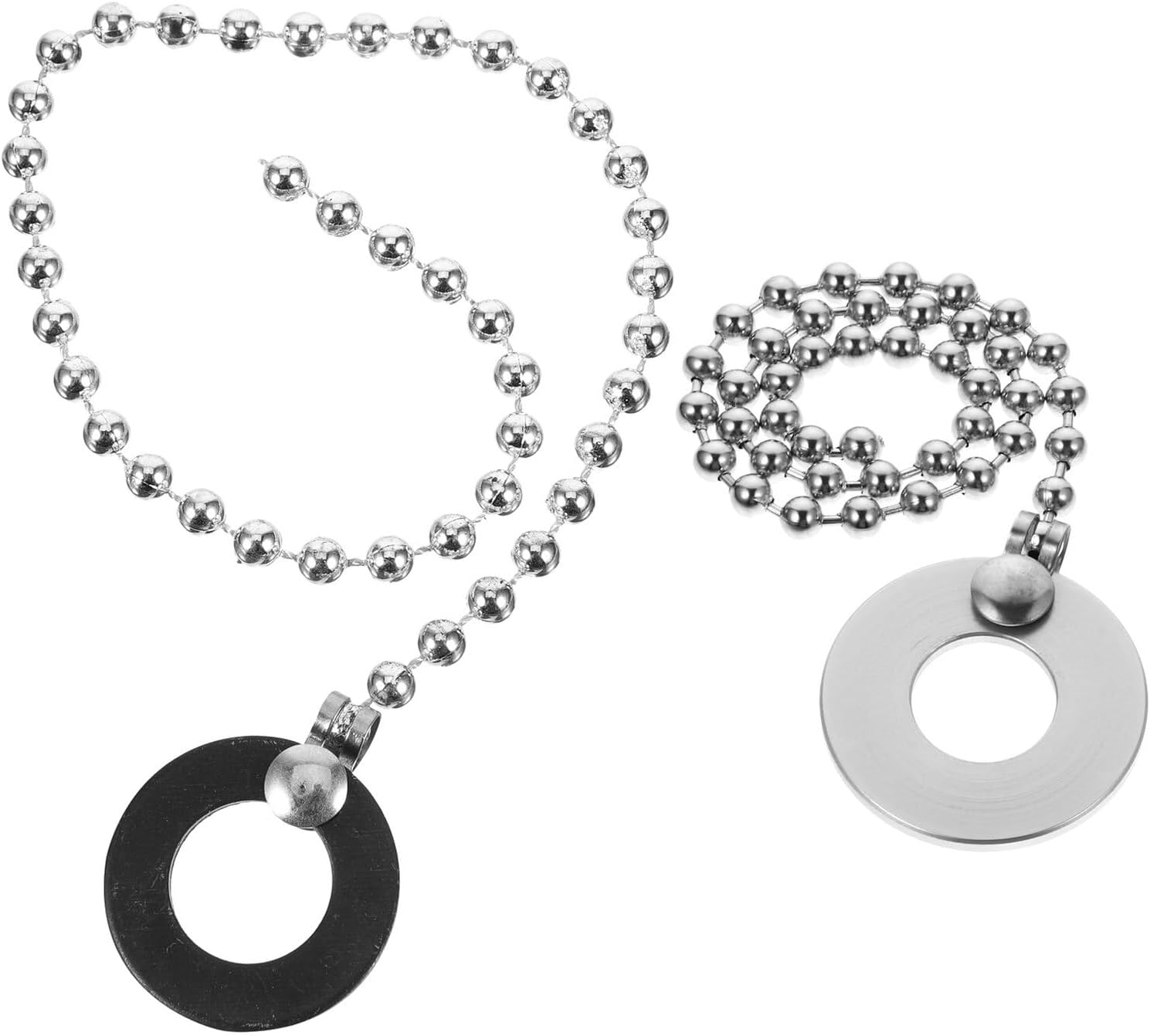 2pcs Cymbal Sizzle Chains Drum Kit Attachments for Jazz Drum Sets Silver and Black Metal Percussion Sustain Enhancer with Hissing Sound Effects