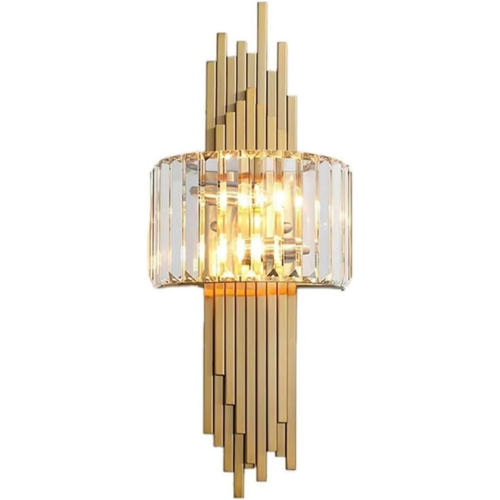 LUOYAOB Modern Crystal Gold Wall Sconce E14 Stainless Steel Up Down Rectangular Wall Light Fixture for Living Room Bedroom Hallway Entryway Bathroom Home Decor Lighting