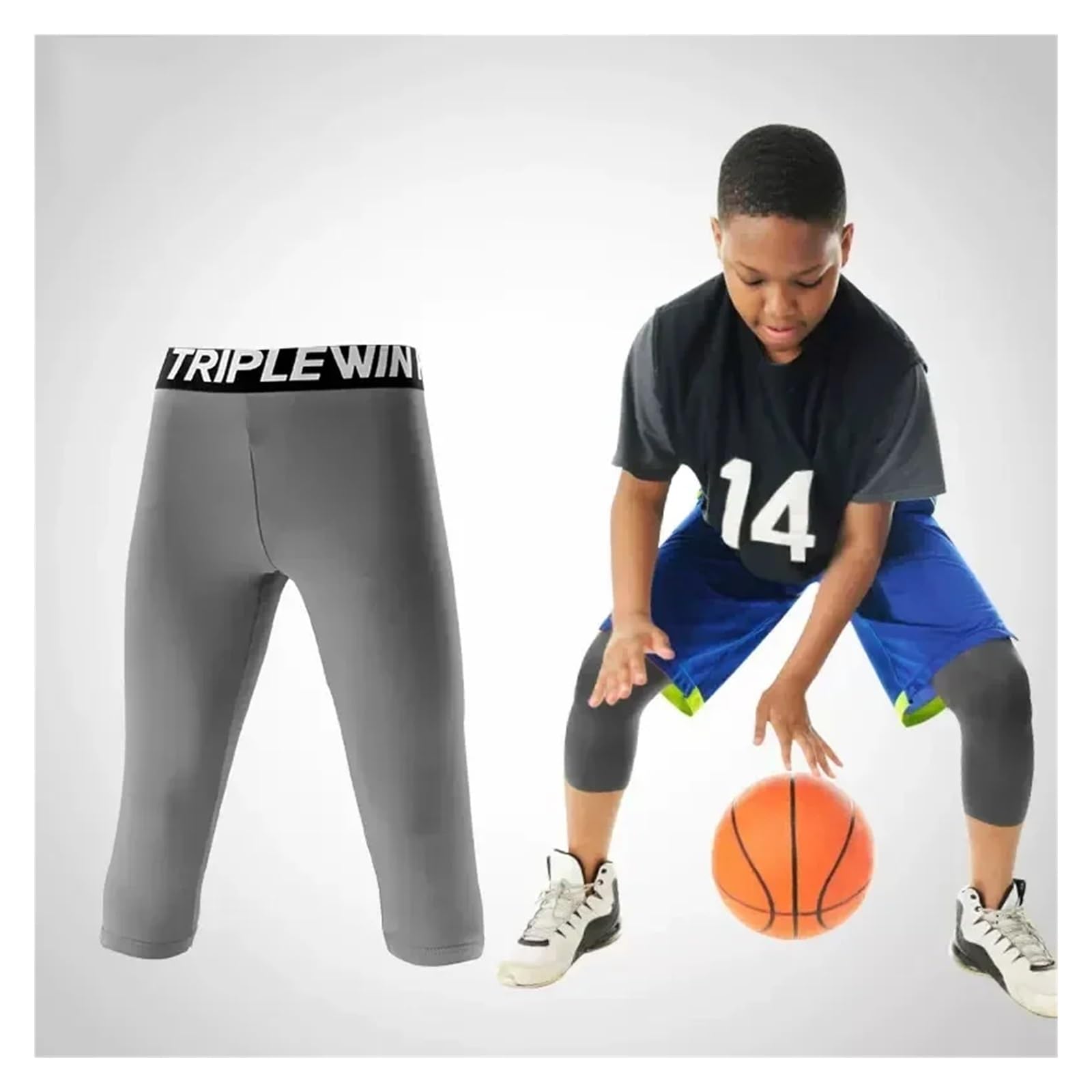 Mallas Compresion Niños niño niña Capri Mallas for Correr Pantalones niños Baloncesto fútbol Fitness Ejercicio Deporte 3/4 Pantalones Cortos recortados(Yellow,Kids 30)