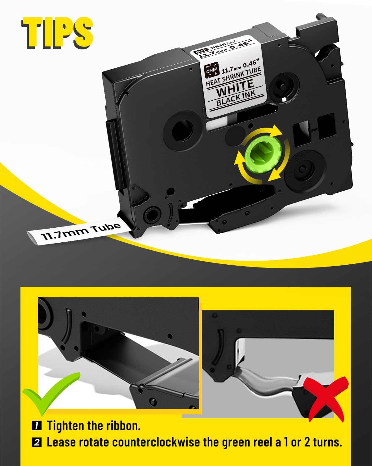 Nastri termorestringenti E1000, 11,7 mm, neri su bianchi, compatibili con PT-E560BTVP E510VP E310BTVP, ricambio per Brother P-Touch HSe-231 HSe231 HS-231, confezione da 4