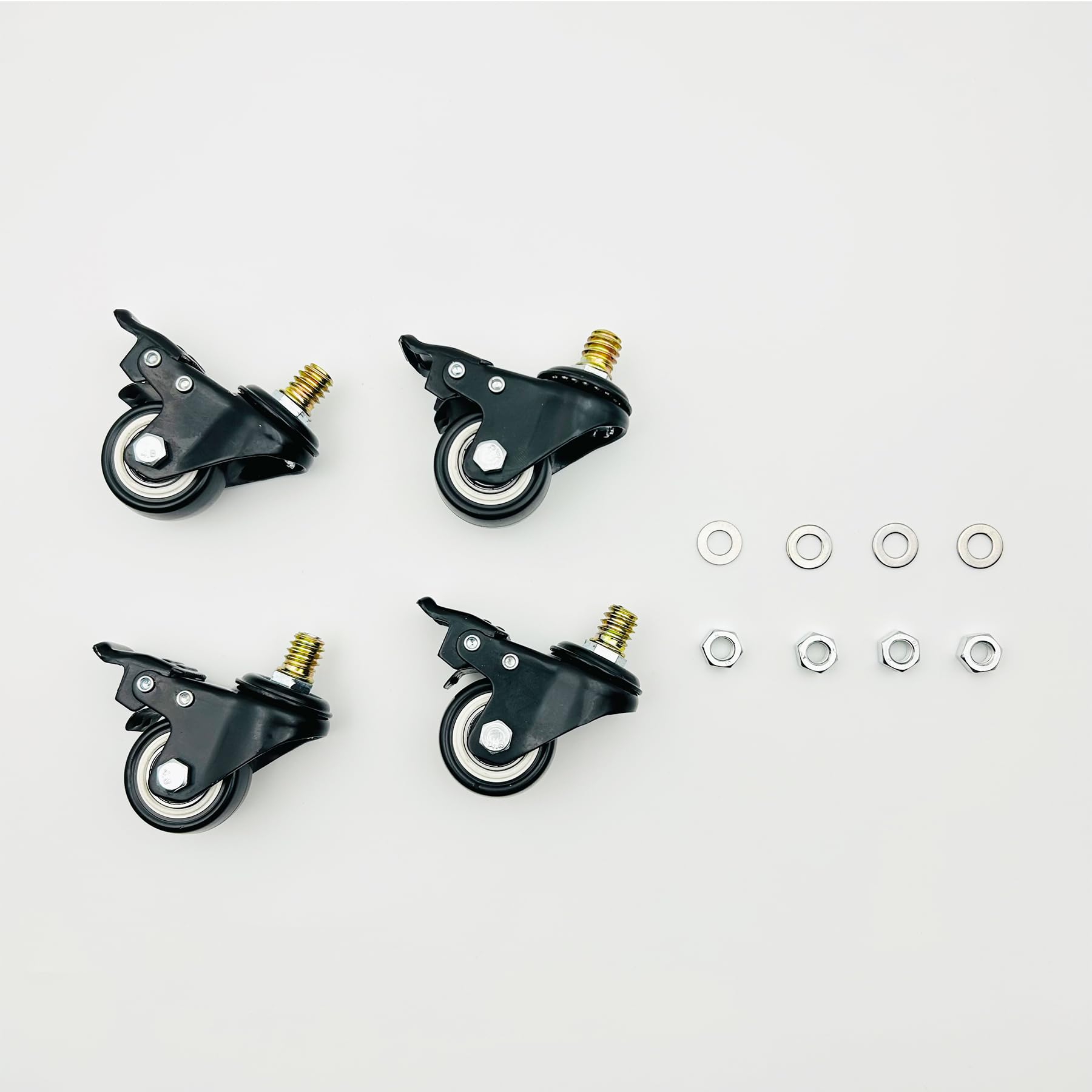 LIKERAINY Ruedas Giratorias de PE con Freno IC4811A Giro 360° Rosca Montaje Muebles Gabinete Diámetro 40mm Paquete de 4