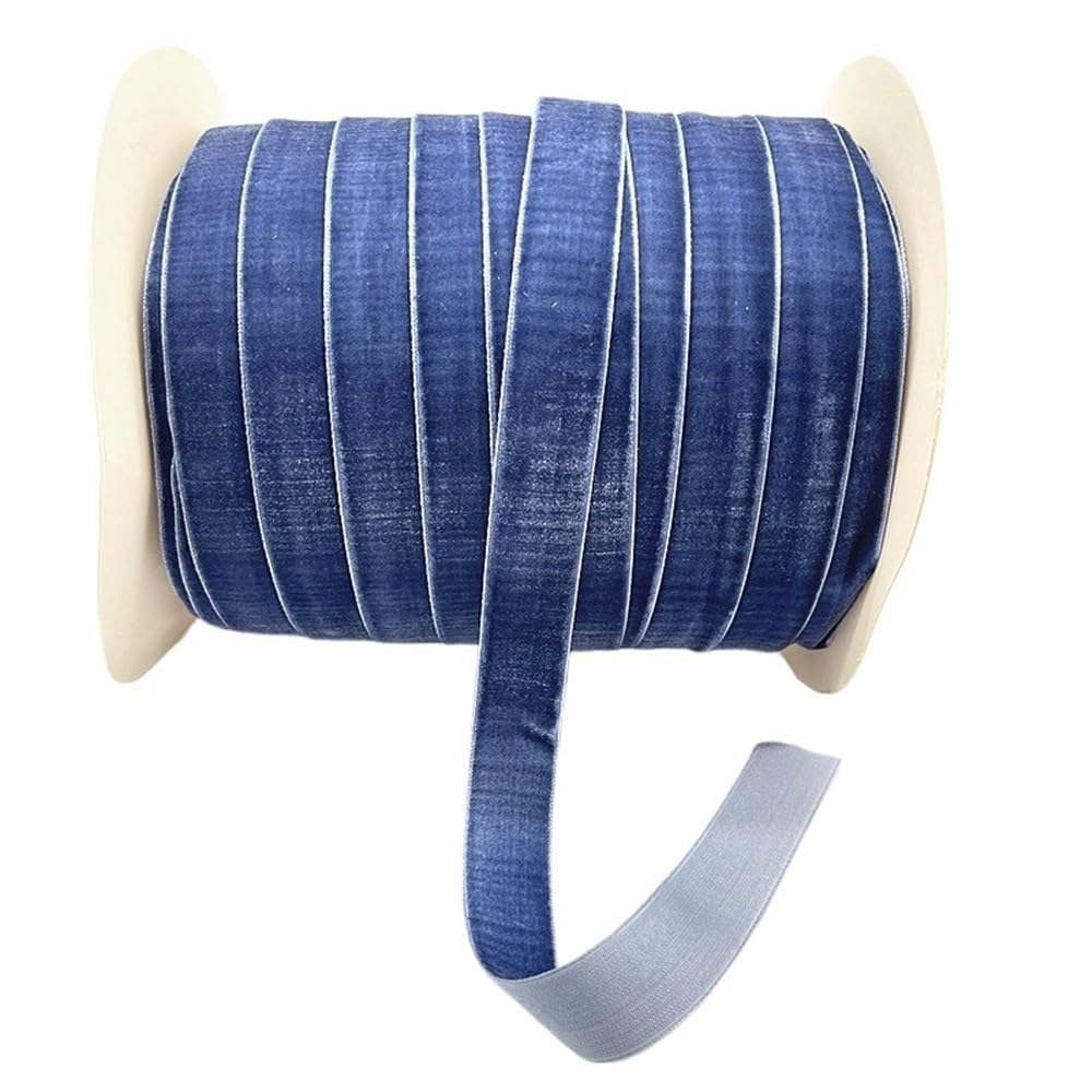 WEITINGKKK Ribbons for Gift Wrapping, Wide Single Face Velvet Ribbon Roll 20mm Party Multicolor 5 Yards(MineralBlue)