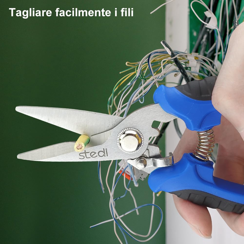 stedi Forbici universali da 18 cm, cesoie elettriche, lame ultra-affilate estese e rinforzate, forbici in acciaio inox a seghettatura fine ad alto contenuto di carbonio per il taglio domestico