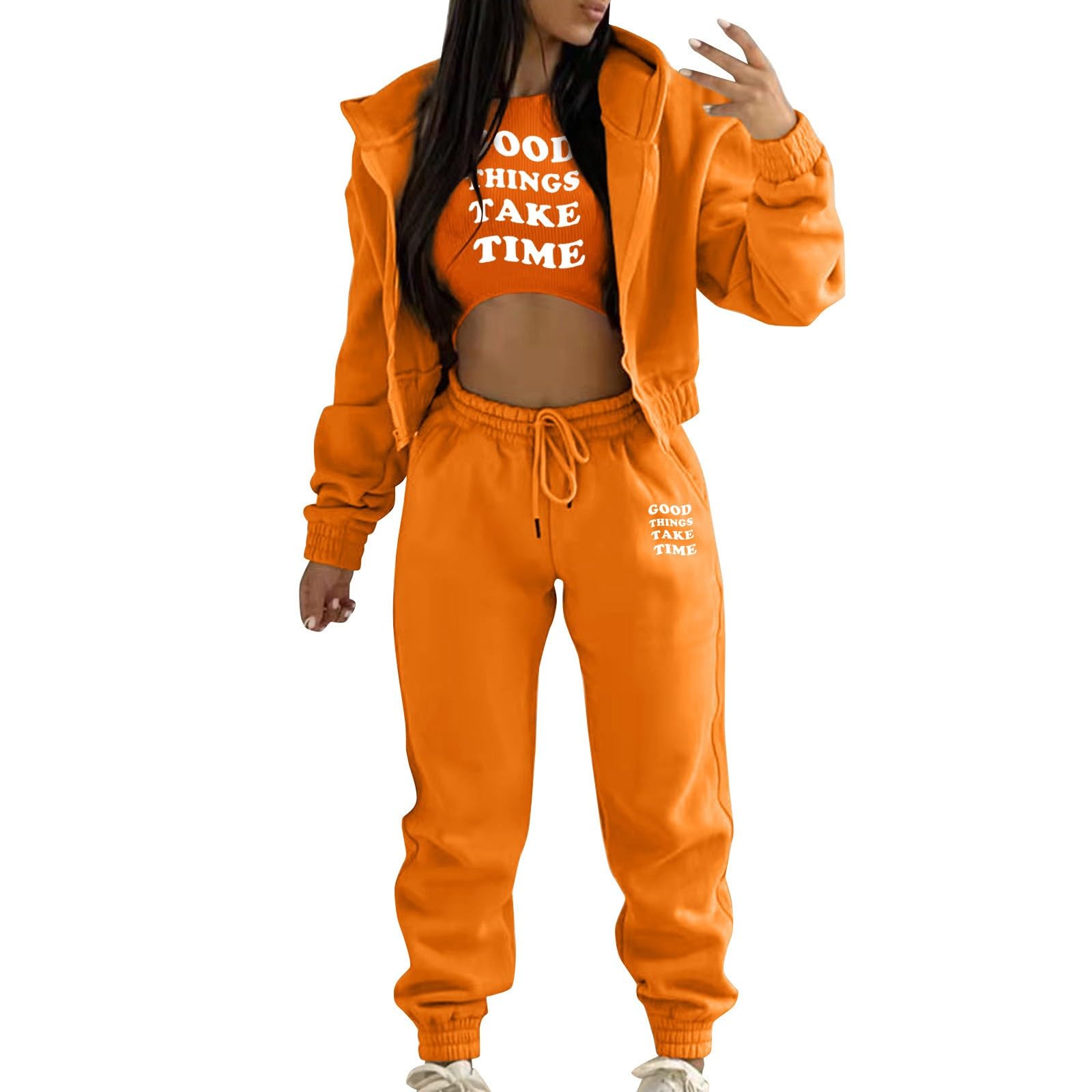 Generico Pantaloni Tuta Donna Primavera 2 Pezzi Completo Curvy Manica Lunga Set Pantaloni Jogging Tuta Da Casa Donna Loungewear Activewear
