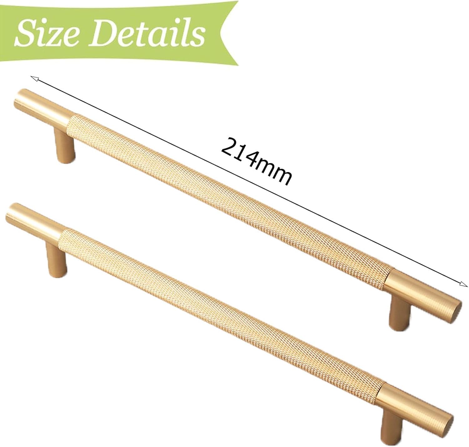 Gold Cabinet Handles, 2 Pcs, 214 Mm, Modern Vintage Handles for Kitchen Cupboards & Chest of Drawers - Gold Colour
