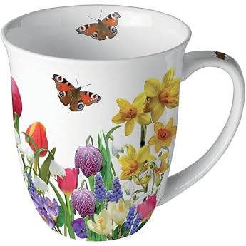 Ambiente Porcelain Jumbo Coffee / Tea Cup 400 ml Spring Flowers Butterflies Series Spring Feeling
