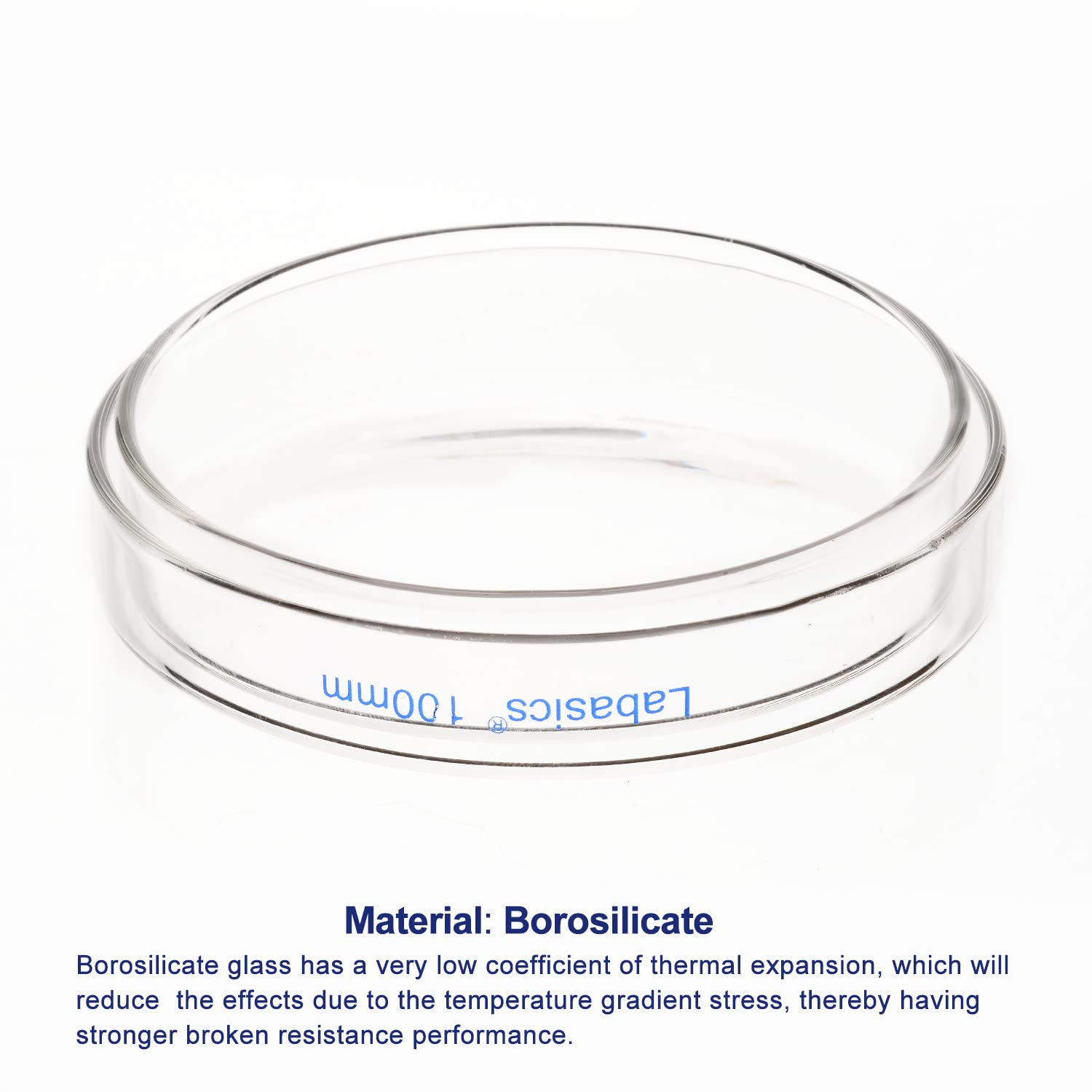 Labasics 10pk Platos de Vidrio Petri, 100 x 20 mm Esterilizable en Autoclave Platos de Cultivo Celular de Vidrio de Borosilicato Placas de Petri con Tapa Claro para Laboratorio